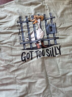 Kids Short Sleeve Tee - 'Got Too Silly' Goose Graphic - Sage Green